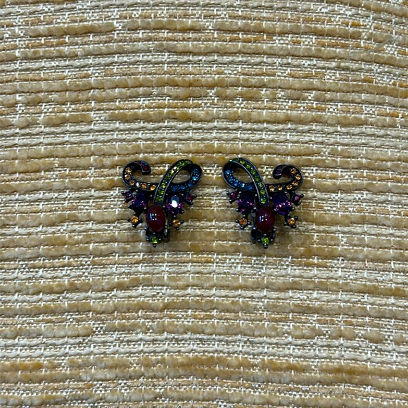 Heidi Daus 1920s art deco purple glass beaded Swarovski necklace w/ earrings - Picture 6 of 9